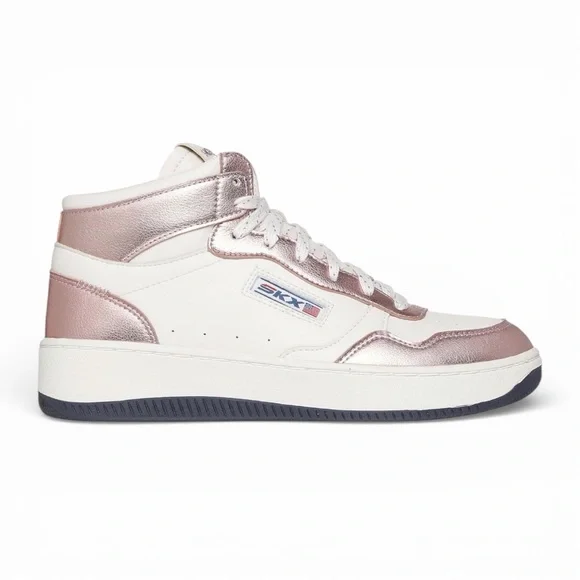 Skechers Women’s' Shiny Pink and White High-Tops Sport Court 2.0-Soft Beam 9.5 N - Picture 1 of 5
